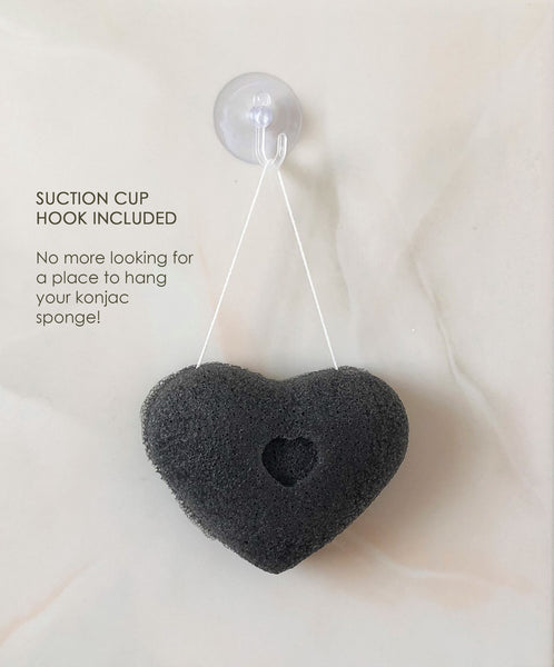 Organic Heart Konjac Sponge | Bamboo Charcoal for Oily & Acne-Prone Skin