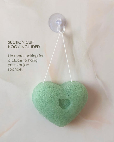 Organic Heart Konjac Sponge | Green Tea for Mature & Damaged Skin