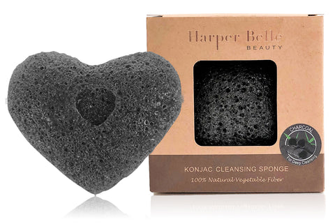 Organic Heart Konjac Sponge | Bamboo Charcoal for Oily & Acne-Prone Skin