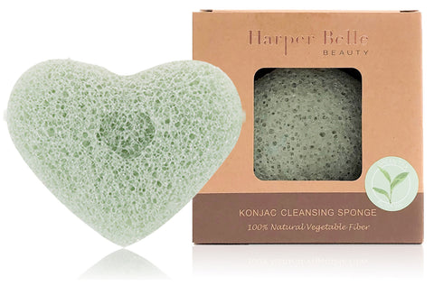 Organic Heart Konjac Sponge | Green Tea for Mature & Damaged Skin