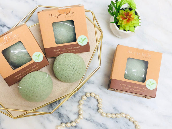 Organic Konjac Sponge | Green Tea for Mature & Damaged Skin