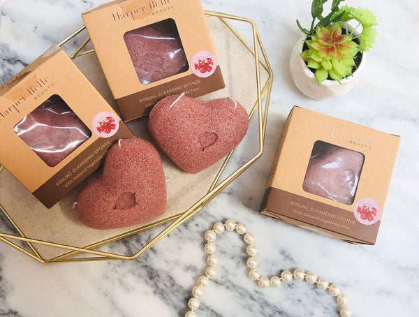 Organic Heart Konjac Sponge | Cherry Blossom for Normal & Combination Skin